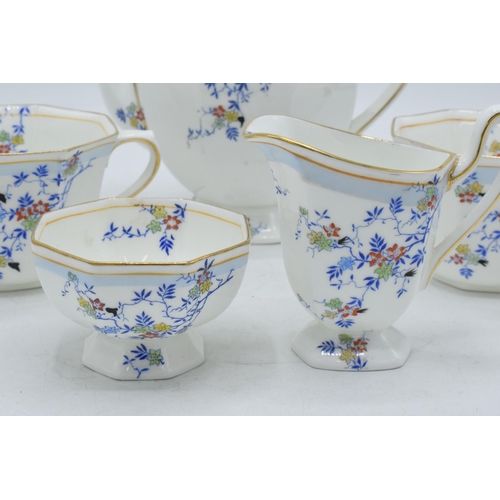 213 - Royal Doulton tea for two teaset H3917 pattern to include teapot, 2 cups, milk and sugar.