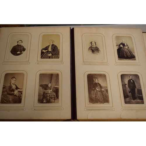 217 - Antique books to include leather bound photo albums to include photos, postcards, Carte De Visites a... 