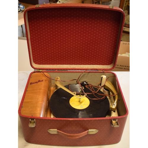 219 - Vintage cased Fidelity Rad portable record player in red, untested.