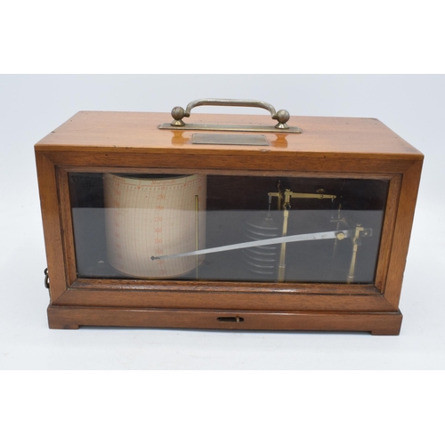 235 - Antique turn of the century mahogany cased barograph by Jules Richard of Paris with paper scroll, 30... 