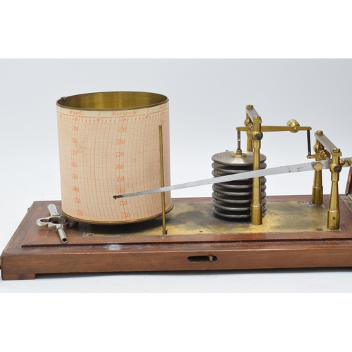 235 - Antique turn of the century mahogany cased barograph by Jules Richard of Paris with paper scroll, 30... 