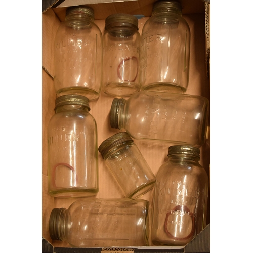 271 - A collection of Kilner jars, of varying sizes, with odd spare lids (Qty), collection only.