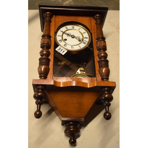 311 - 20th century Vienna-style wall clock, 52cm long, untested.