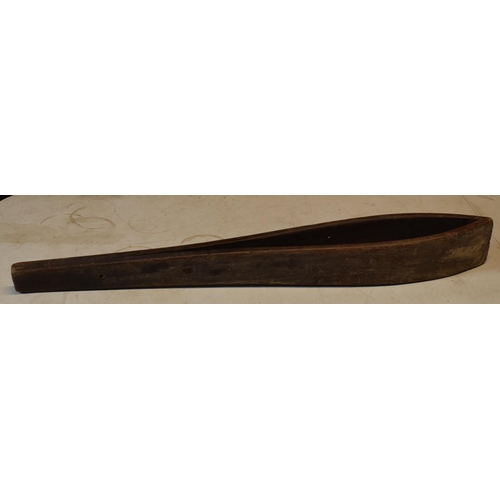 347 - Antique wooden leather saddle stitching tool, 76cm long.