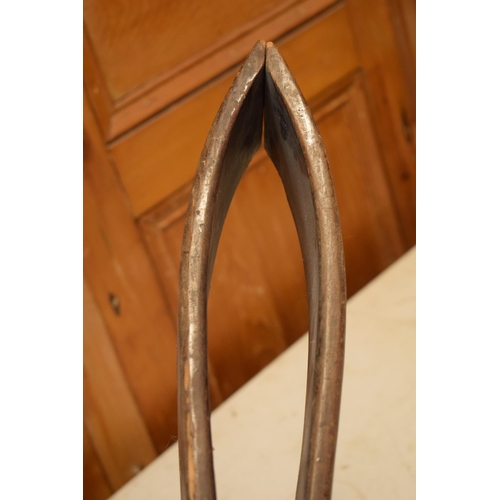 347 - Antique wooden leather saddle stitching tool, 76cm long.