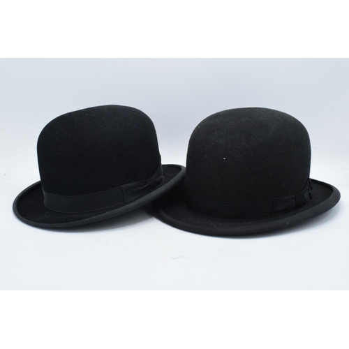 349 - A pair of early to mid 20th century bowler hats, one Falcon, opening 20x15.5cm, and the other 20x15.... 