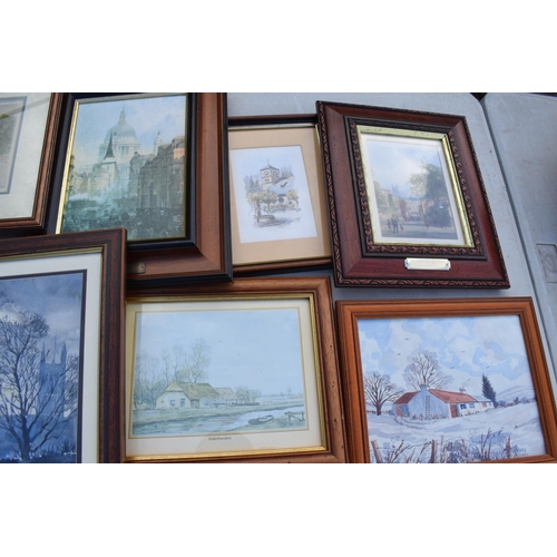 356 - A collection of framed artwork of rural scenes amongst others (9).