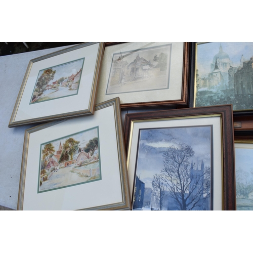 356 - A collection of framed artwork of rural scenes amongst others (9).