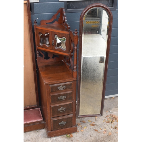 363 - Edwardian folding mirror dressing table set, flanked by drawers and fold-out mirrors, 136 x 54 x 165... 