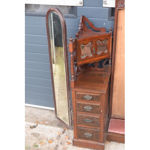 363 - Edwardian folding mirror dressing table set, flanked by drawers and fold-out mirrors, 136 x 54 x 165... 