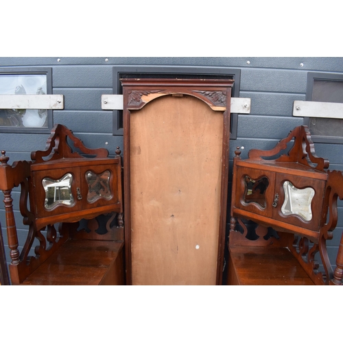 363 - Edwardian folding mirror dressing table set, flanked by drawers and fold-out mirrors, 136 x 54 x 165... 