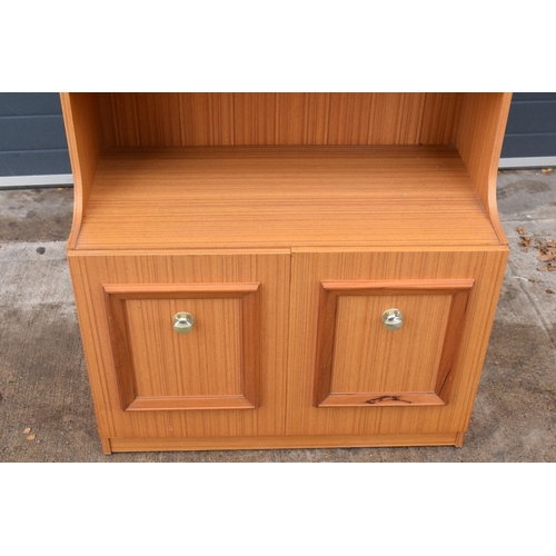 364 - Vintage Remploy glazed book case / display cabinet, 81 x 44 x 174cm tall, with lights.