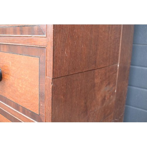 365 - 19th century oak 2 over 3 chest of drawers with ebonised handles, 110 x 54 x 108cm tall.