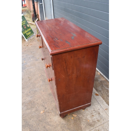 366 - Victorian painted pine chest of drawers raised on wooden feet, 104 x 47 x 107cm tall.