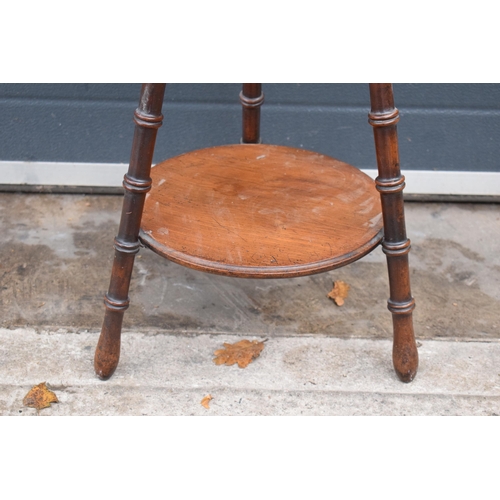 370 - 19th century wooden cricket table with turned legs, 54cm tall.