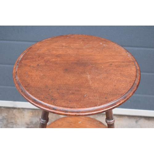 370 - 19th century wooden cricket table with turned legs, 54cm tall.