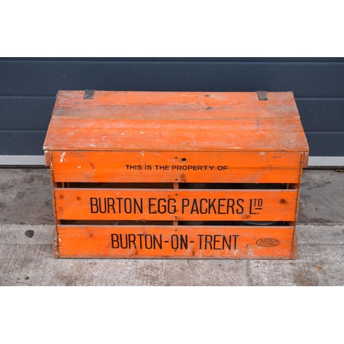 371 - Vintage wooden crate 'Burton Egg Packers Ltd', 69 x 35 x 38cm tall.