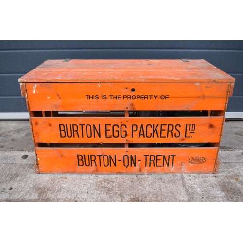 371 - Vintage wooden crate 'Burton Egg Packers Ltd', 69 x 35 x 38cm tall.