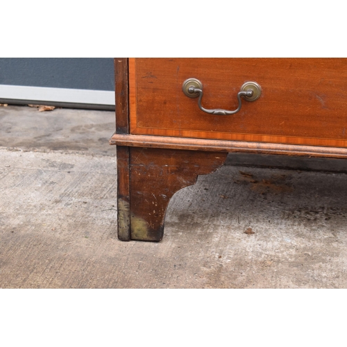 372 - 19th century mahogany bureau with satinwood inlay and fitted interior, 76 x 45 x 95cm tall.