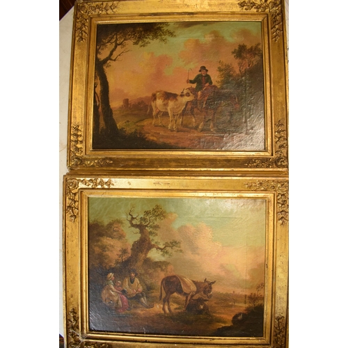 406 - Attributed to Peter La Cave (British 1769-1811): a pair of framed oil on canvas rural landscapes to ... 