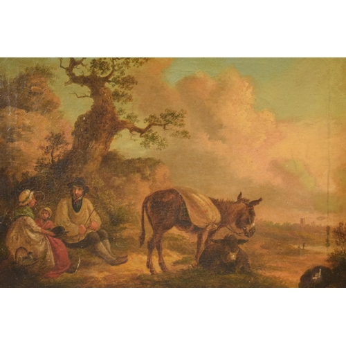 406 - Attributed to Peter La Cave (British 1769-1811): a pair of framed oil on canvas rural landscapes to ... 