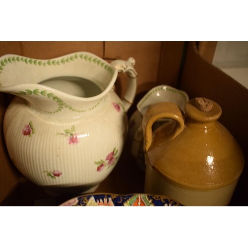 215 - A collection of items to include a Masons ironstone tazza / pedestal dish, George Jones Crescent chi... 