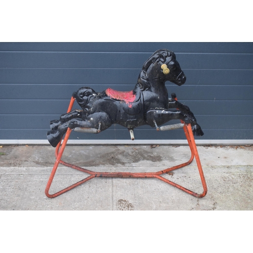 319 - Vintage Mobo rocking horse on springs, 104cm long.