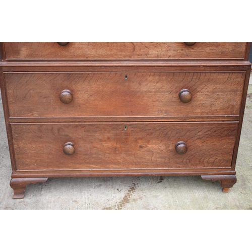 385B - 19th century mahogany 2 over 3 chest of drawers (splits into 2 sections), 113 x 58 x 117cm tall.