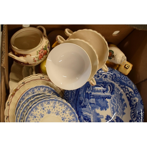 190F - A collection of pottery to include Spode Blue Italian bowl, Wade copper lustre jugs, novelty cruets ... 