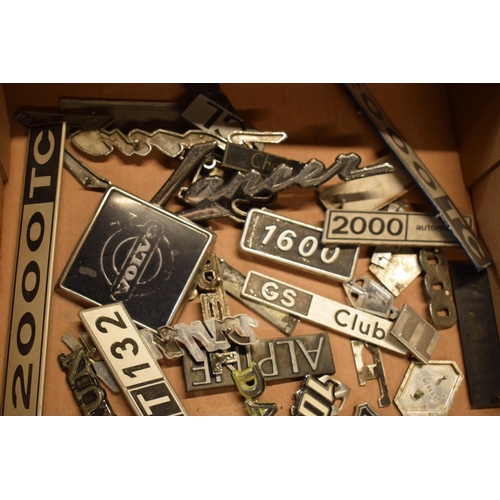 317 - Vintage car badges and name plaques to include Fiat, Alpine, Volvo and others (Qty).