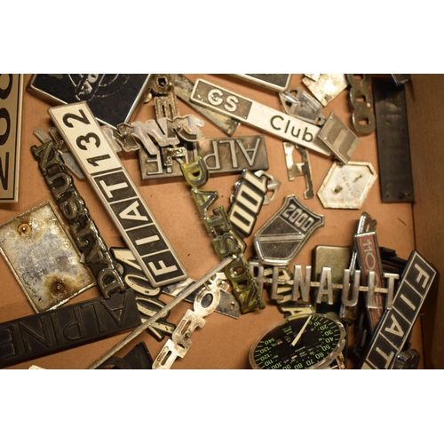 317 - Vintage car badges and name plaques to include Fiat, Alpine, Volvo and others (Qty).