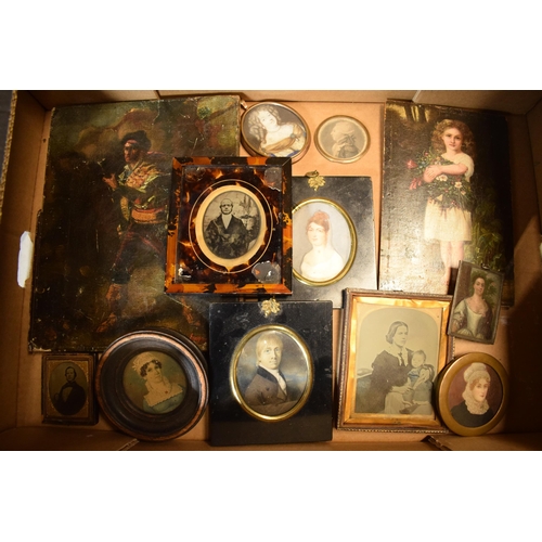 269A - An interesting collection of framed miniatures to include 19th century and later examples together w... 