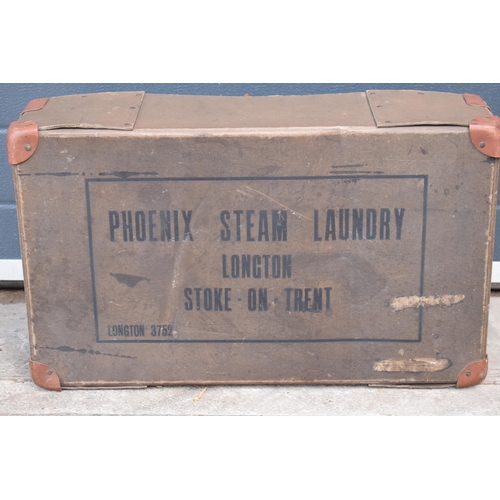 369A - Unusual vintage travel trunk Phoenix Steam Laundry Longton Stoke On Trent, 61 x 37 x 18cm.