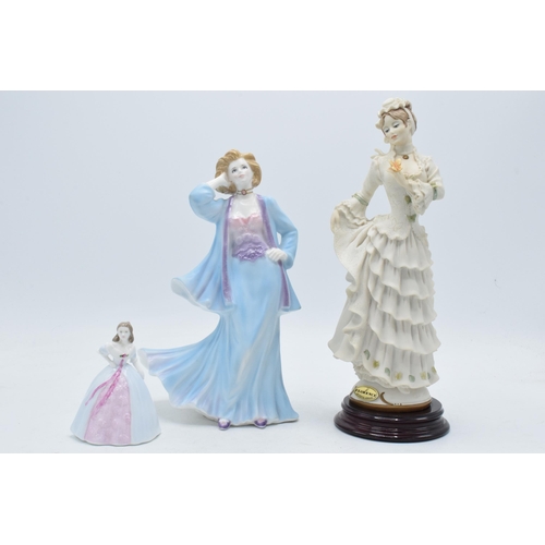 85J - Royal Worcester figure Thoughtful Day Dreams, Coalport small Joanne and one other (3).