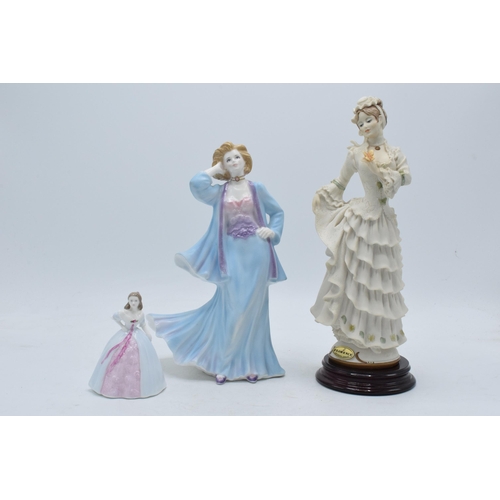 85J - Royal Worcester figure Thoughtful Day Dreams, Coalport small Joanne and one other (3).