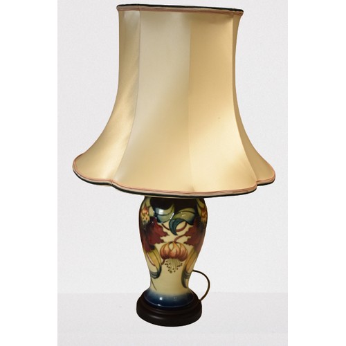 100 - Moorcroft Anna Lily patterned inverted-baluster lamp base, 30cm height until fitting, with original ... 