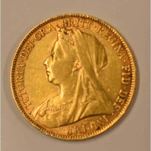 1 - Queen Victoria 22ct Gold Full Sovereign 1899.