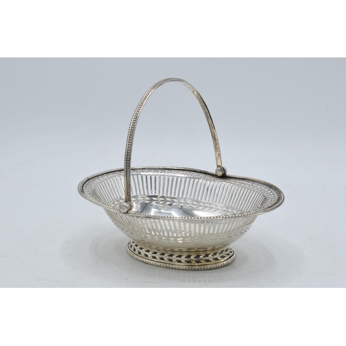 100 - Old Sheffield plate basket with handle, circa 1790, 15.5cm long.