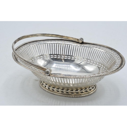 100 - Old Sheffield plate basket with handle, circa 1790, 15.5cm long.