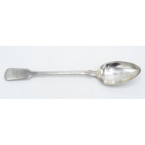 101 - Hallmarked silver basting spoon, Sheffield 1828, Robert Gainsford, 31cm long.