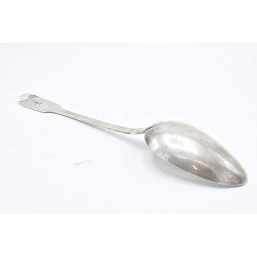 101 - Hallmarked silver basting spoon, Sheffield 1828, Robert Gainsford, 31cm long.