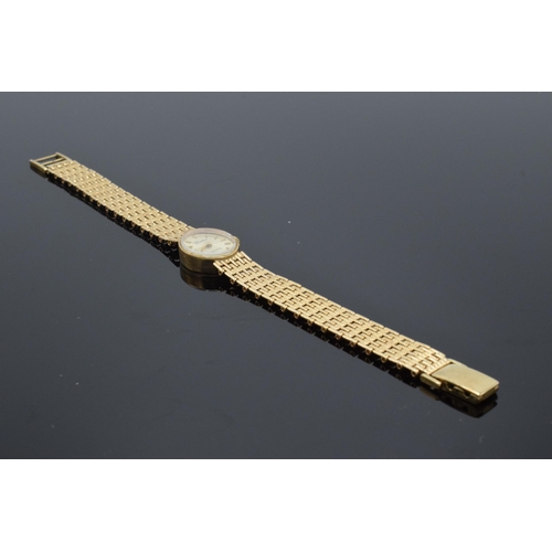 110 - Cased 9ct gold cased Geneve Quartz watch on 9ct gold bracelet, gross weight 15.3 grams, untested.