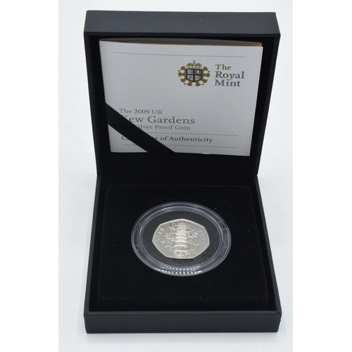 12 - Boxed The Royal Mint The 2009 UK Kew Gardens 50p Silver Proof Coin with certificate.