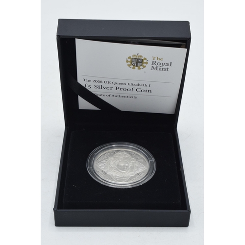 13 - Boxed The Royal Mint The 2008 UK Queen Elizabeth I £5 Silver Proof Coin.