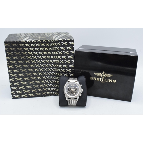 Boxed Breitling Chronospace stainless steel gentleman's wristwatch, in good condition, 47mm wide, in working order, good time keeping, with original box, papers and packaging.