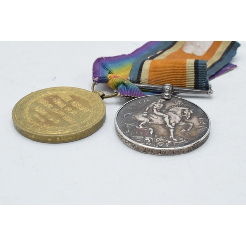 143 - World World One (WW1) pair of medals to include 1914-1918 and Great War PTE S T Needs K R R C.