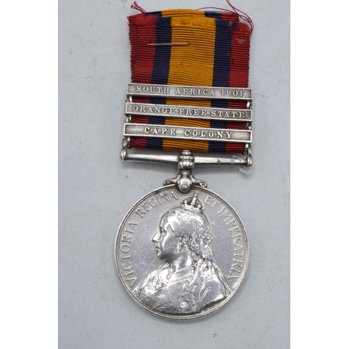 152 - Queen Victoria South Africa medal silver with 3 bars to include South Africa 1901, Orange Free State... 