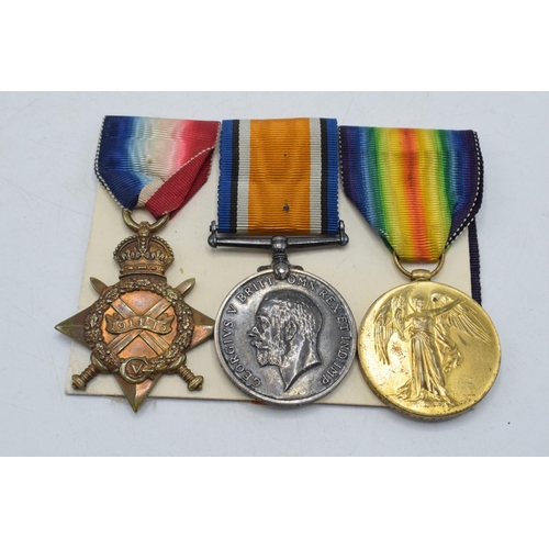 155 - World World One (WW1) trio of medals to include 1914-1915 star, 1914-1918 medal and Great War medal ... 