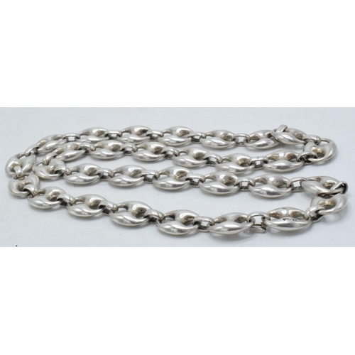 166 - Chunky silver designer necklace, 122.7 grams / 3.95 oz, 77cm long.