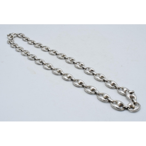 166 - Chunky silver designer necklace, 122.7 grams / 3.95 oz, 77cm long.